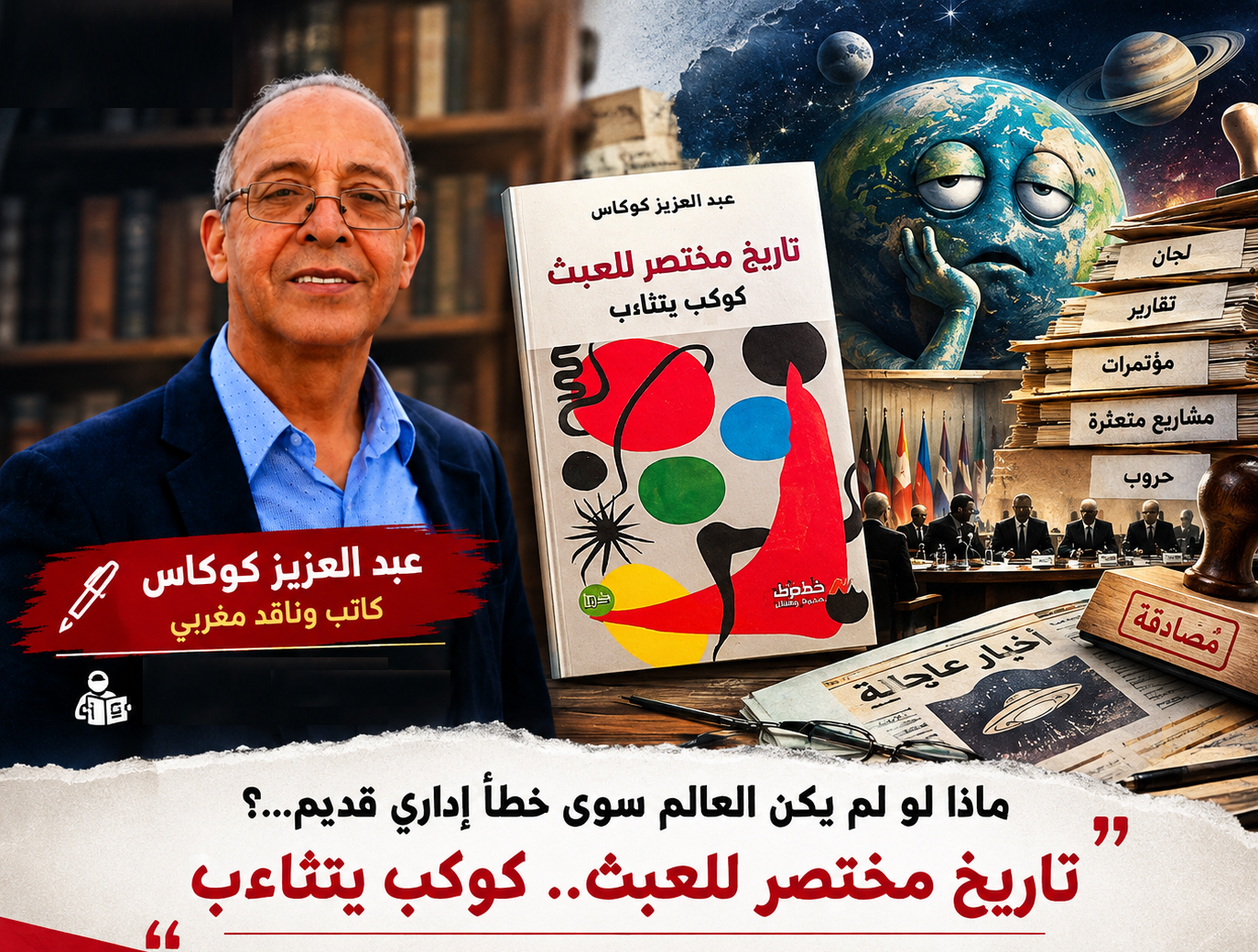 “تاريخ مختصر للعبث” كتالوغ ساخر ينظر من شرفة المجرّات إلى مفارقات السياسة والسلطة والإنسان
