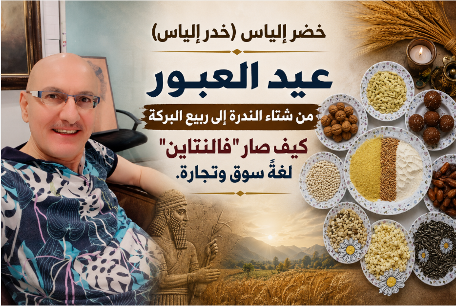 خضر إلياس (خدر إلياس) عيد العبور من شتاء الندرة إلى ربيع البركة كيف صار “فالنتاين” لغةَ سوق وتجارة.